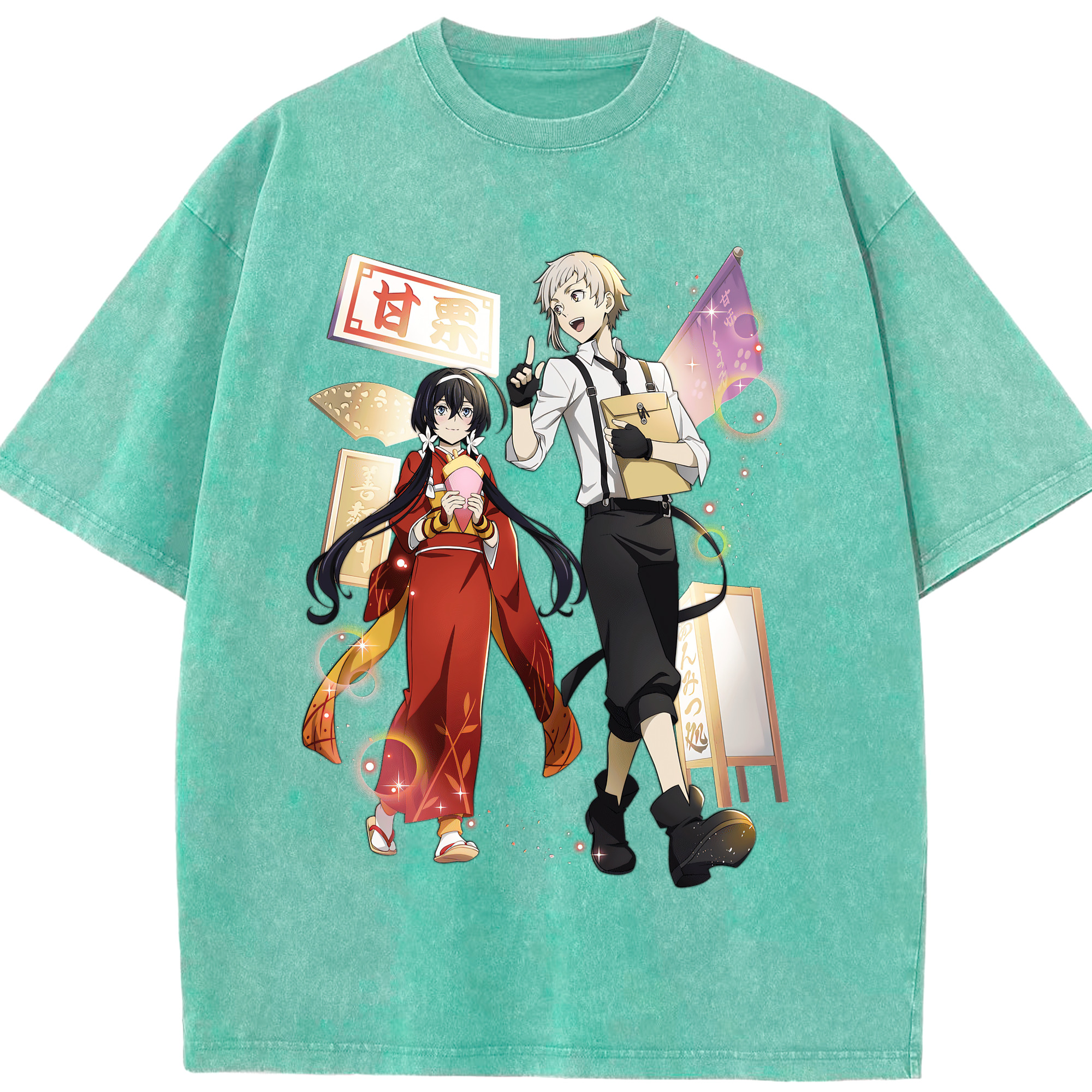 （画像用） 文豪ストレイドッグス Bungo Stray Dogs 綿100% ヴィンテージ風 半袖Tシャツ（フロントプリント）